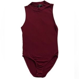 Forever 21 Mock-Neck Maroon/Burgundy Bodysuit- Medium